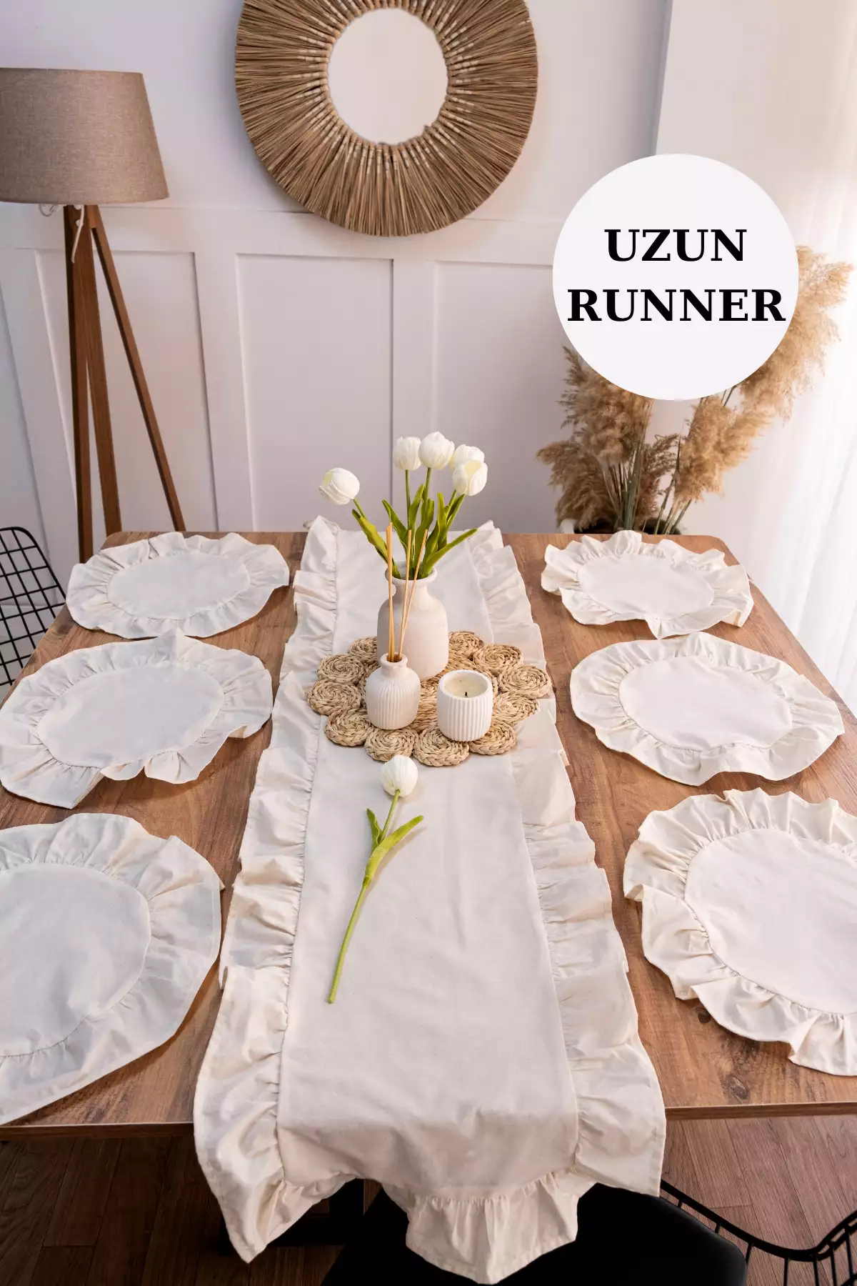 ست سرویس میز 7 پارچهای شامل 6 عدد زیر بشقابی آمریکایی و 1 عدد رانر فری با ابعاد 40x150 سانتیمتر برند Morlay - 934220045