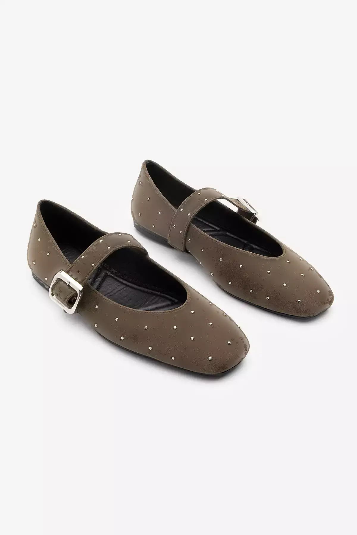 کفش زنانه مجلسی با پاشنه کوتاه و سگکدار ولونا، چرم سوئد قهوهای برند Marjin - 981685441