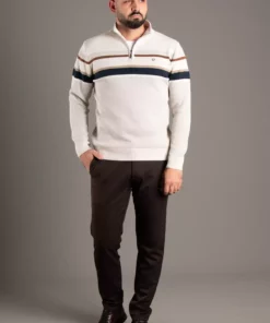 ژاکت بافتنی مردانه کمرکش با طرح زیبا برند ZEKİ ÖZER - 990439294