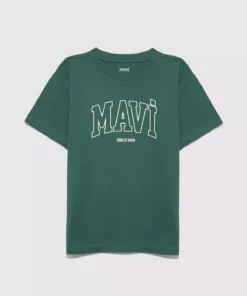 تی‌شرت چاپی سبز با طراحی آزاد و راحت 6610369-71930 از سال 1991 برند Mavi - 968222273