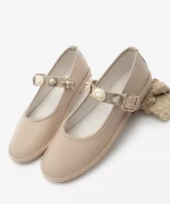 بابت سمورا بژ با جزئیات سنجاق طلایی بنددار زنانه برند Marjin - 900296835