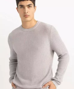 کمر استاندارد معمولی، یقه گرد ساده، بافتنی پایه، مدل B9707AX24SP برند Defacto - 797200929