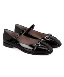 زنانه کفش بابی با جزئیات زنجیری به رنگ مشکی از چرم لاکدار برند Desa - 858941446