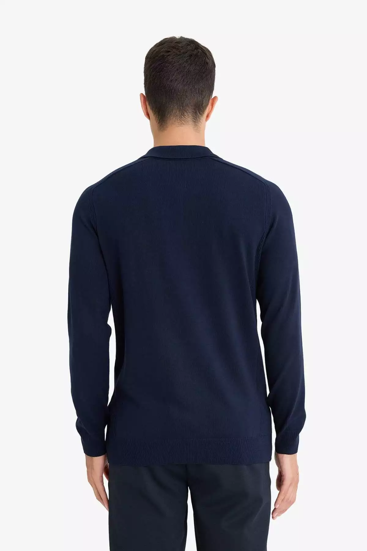 پلیور یقهپولویی با زیپ و برش استاندارد رنگ سرمهای مدل D0621AX24AU برند Defacto - 859466161