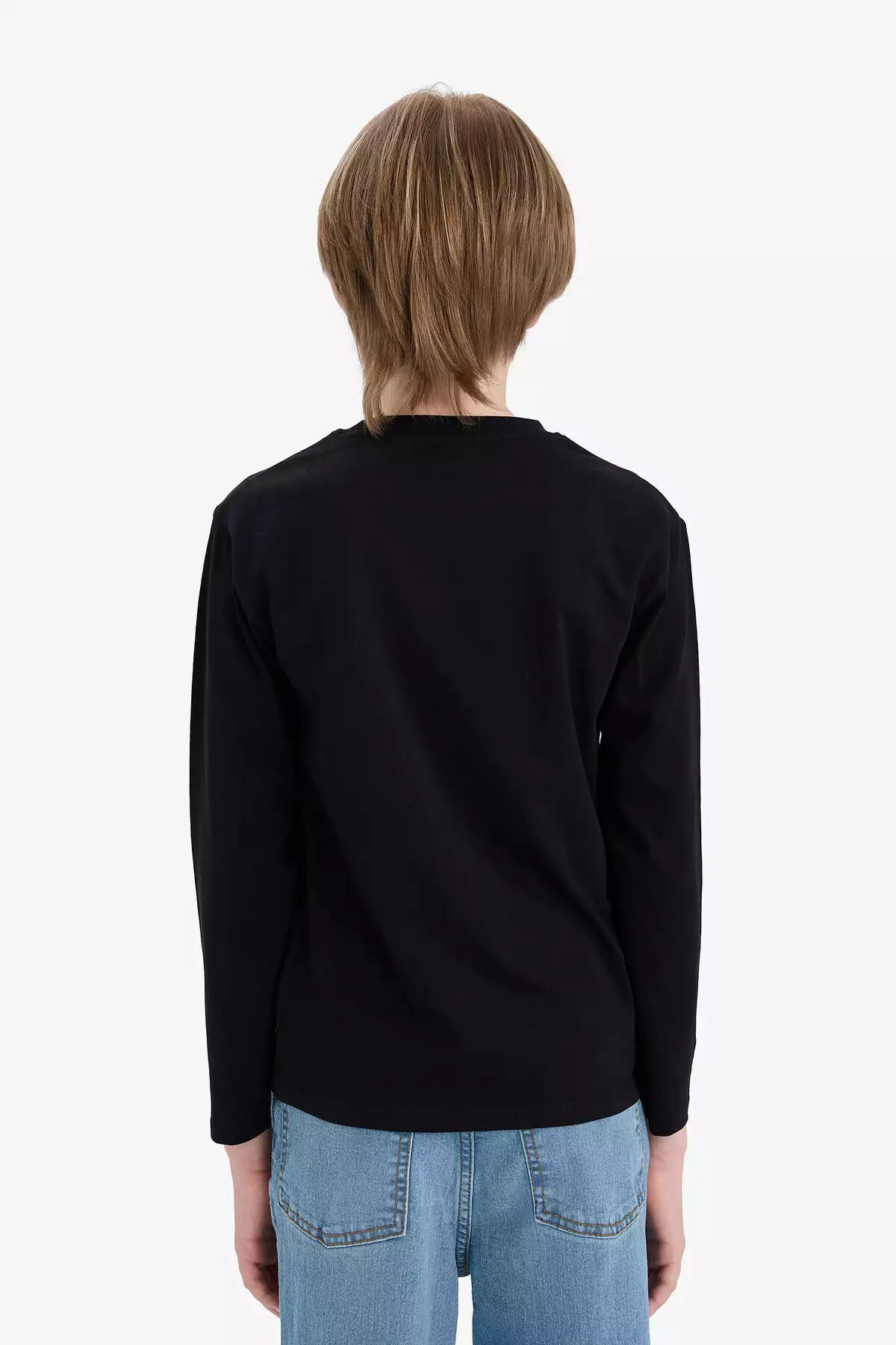 تیشرت مدرسهای آستین بلند یقه گرد پنبهای مشکی برای پسر بچهها برند Defacto - 208270908