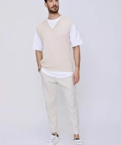 ژاکت بافت نارنجی کمرنگ مردانه با یقه V از جنس پنبه برند CHUBA - 274926088