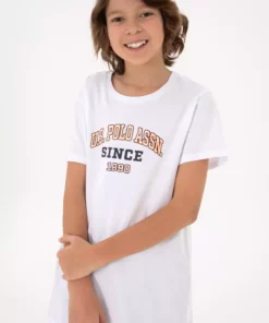 تیشرت یقه گرد سفید برای پسر بچه برند U.S. Polo Assn. - 855953996