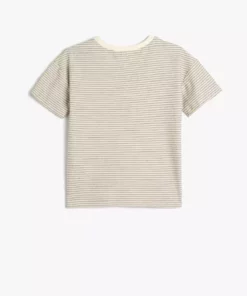 تیشرت ساده کوتاه آستین با یقه گرد و طرح راه‌راه از جنس پنبه برند Koton - 897412658