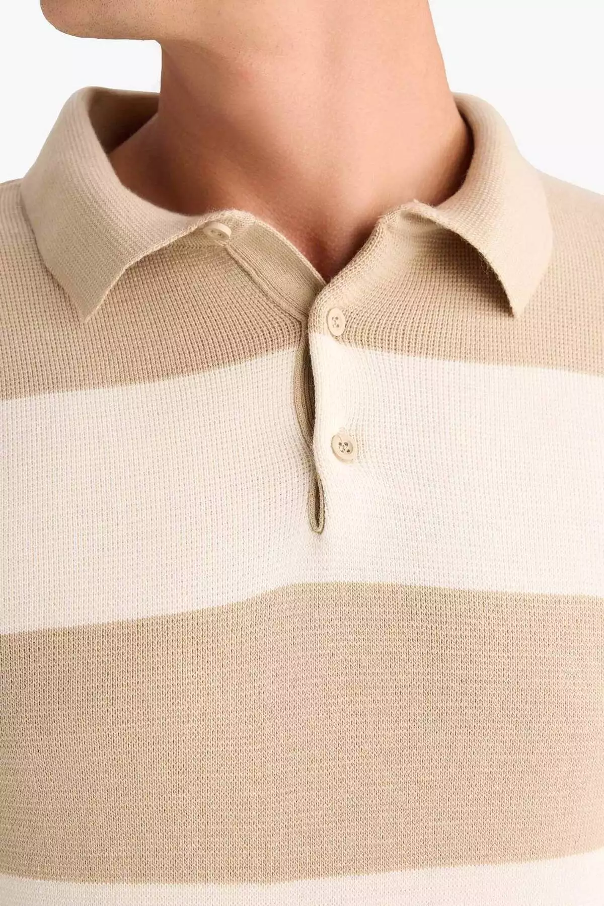 پلیور یقه دار راهراه با برش استاندارد Y4194AZ24WN برند Defacto - 883322279