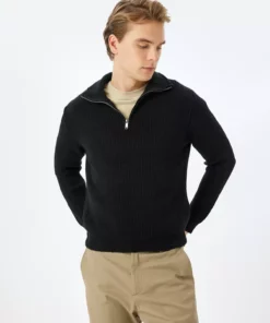 ژاکت بافتنی نیمه زیپ دار آستین بلند پایه برند Koton - 883828474