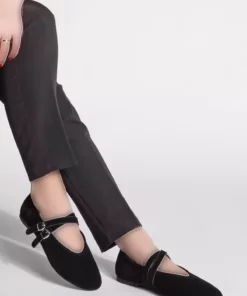 زنانه کفش بامبویی با بند متقاطع نیروزا مشکی جیر برند Marjin - 899085130