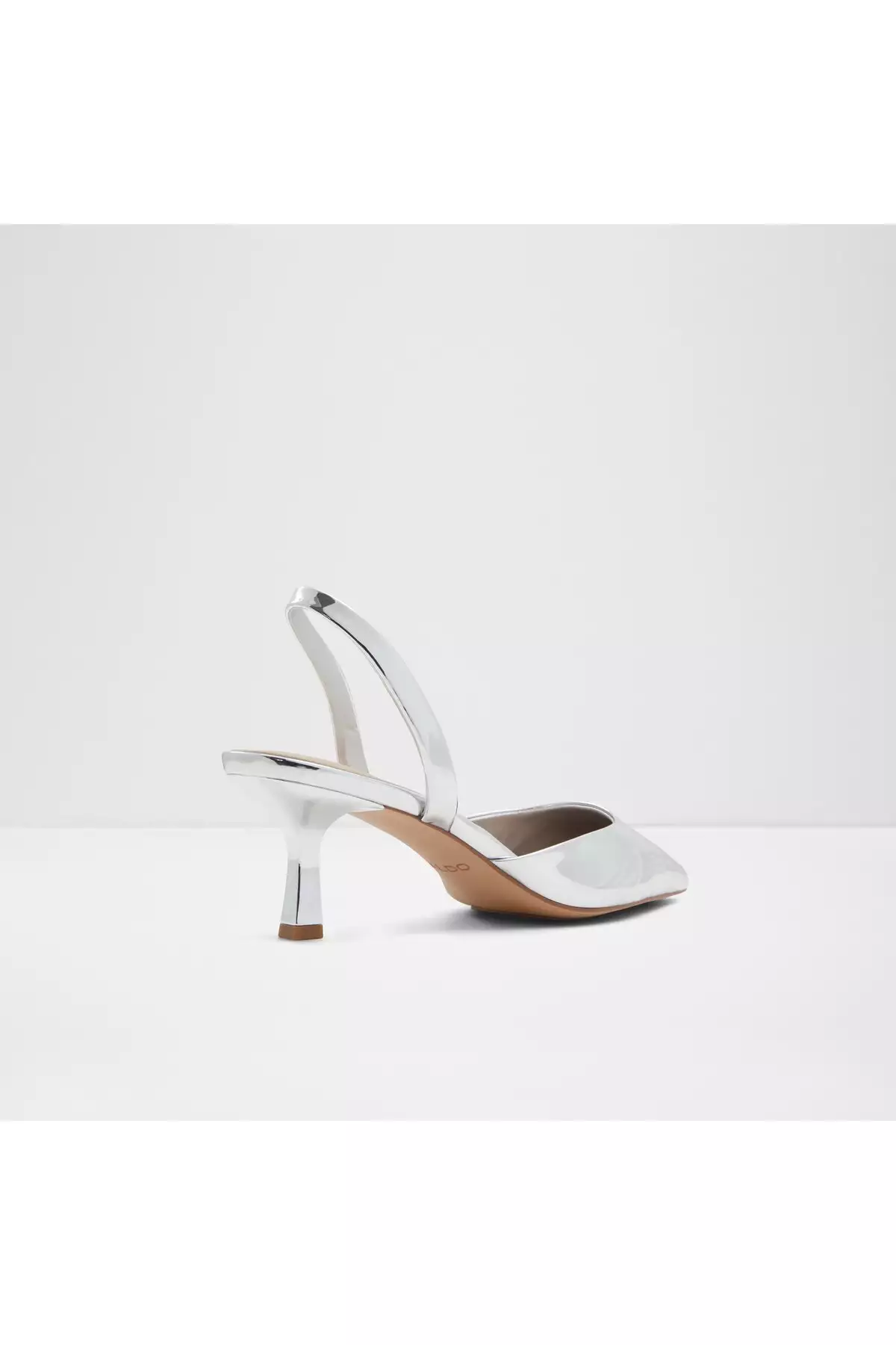 گاوآی دیسی - کفش مجلسی پاشنه نازک زنانه از چرم مصنوعی نقرهای برند Aldo - 922444247