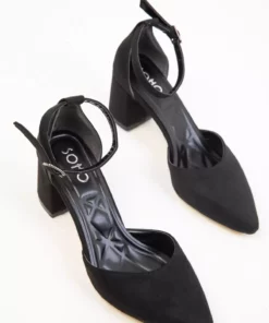 کفش پاشنه‌بلند کلاسیک زنانه چرم سوئدی مشکی 16823 برند SOHO - 203819423