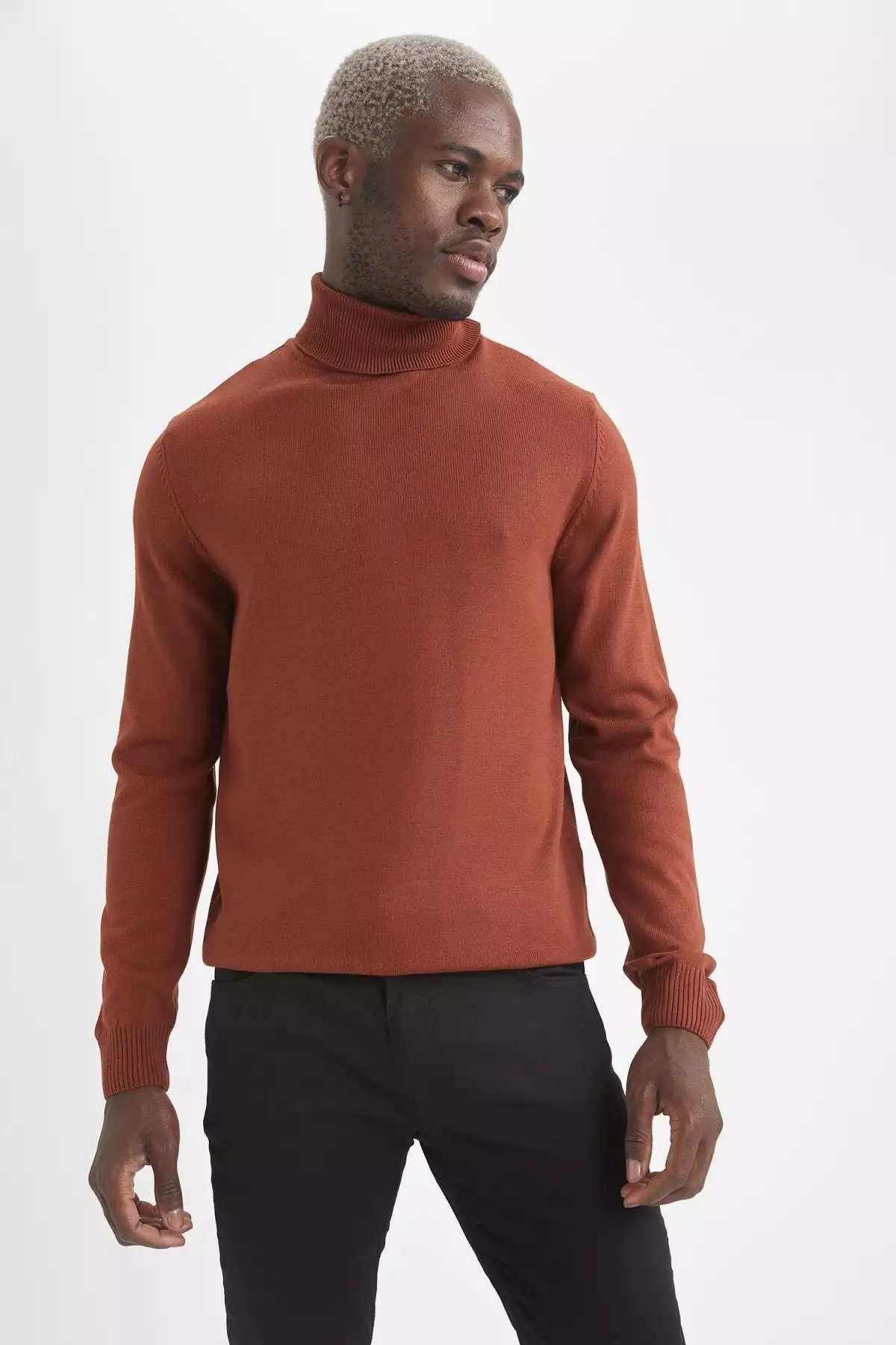 ژاکت بافتنی یقه اسکی فیت باریک برند Defacto - 133306823