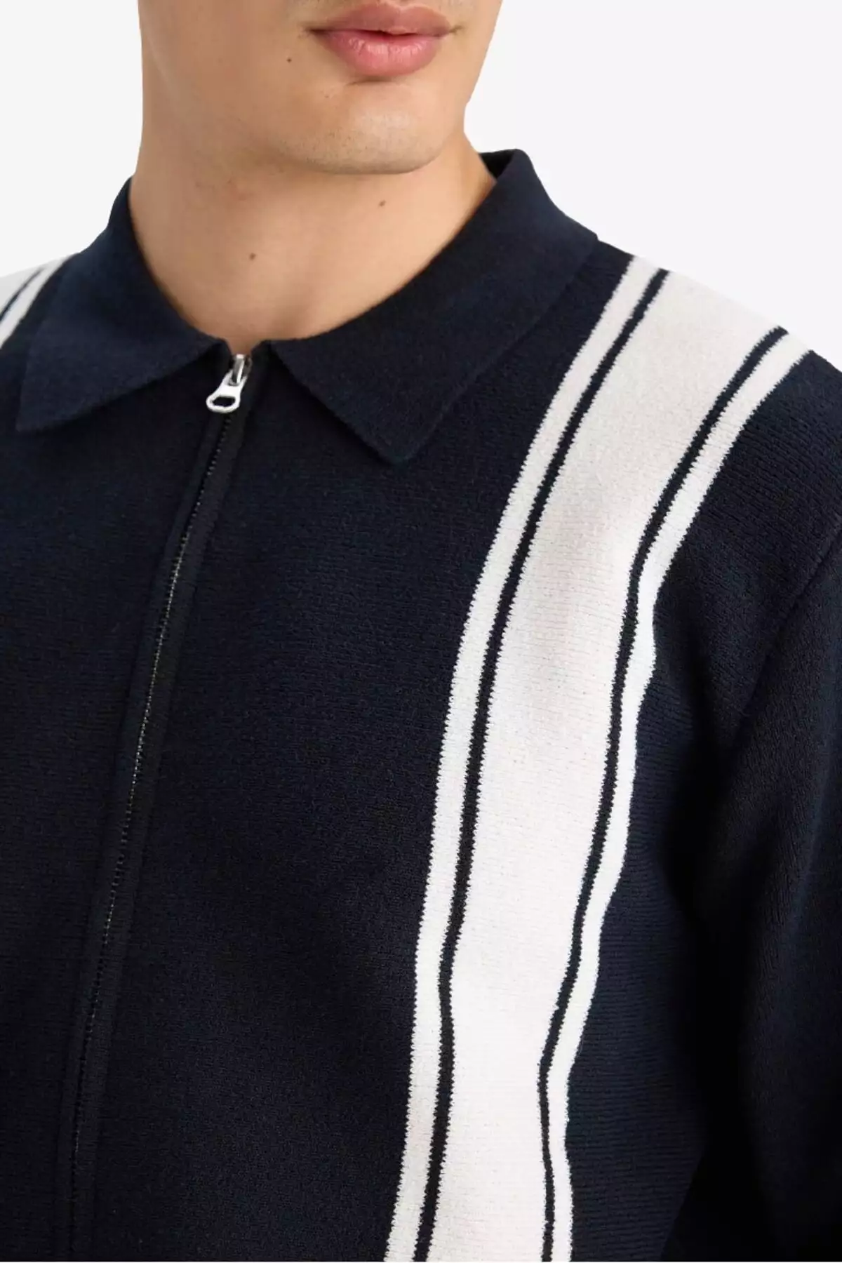 پولوشرت یقه دار استاندارد با زیپ و طرح راه راه مدل F4981AX25AU برند Defacto - 971118389