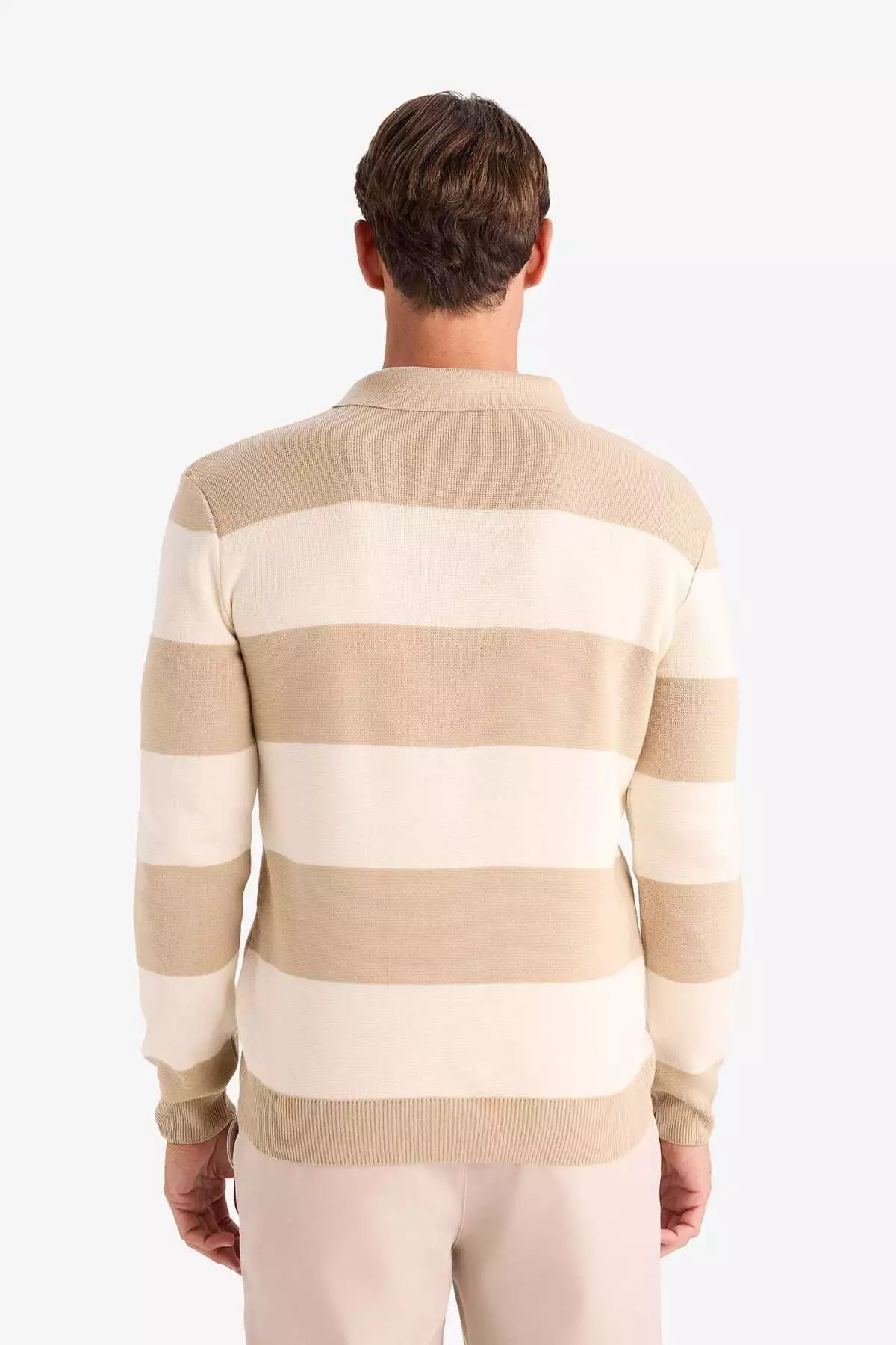 پلیور یقه دار راهراه با برش استاندارد Y4194AZ24WN برند Defacto - 883322279