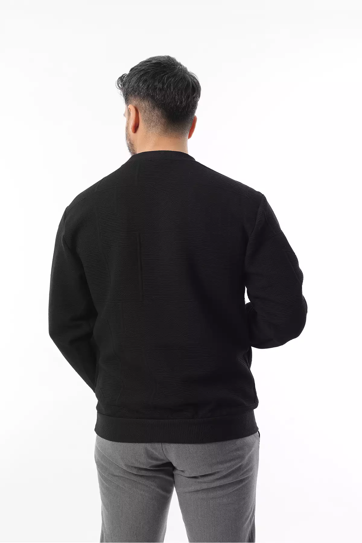 آستین بلند مردانه با یقه گرد و طرح هندسی کلاهدار برند Genie - 903752708