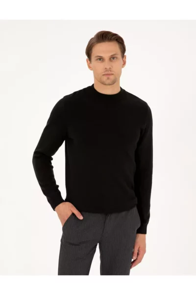 ژاکت básico یقه ربع مشکی مدل فیت اسلیم 50296564-VR046 برند Pierre Cardin - 868933467