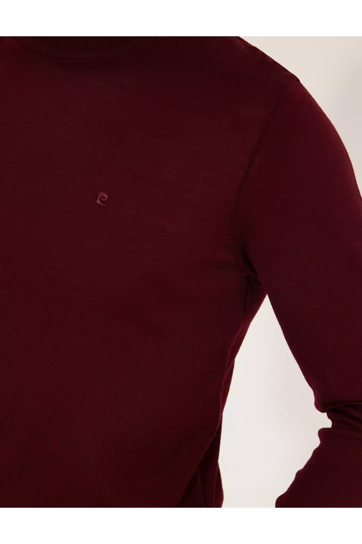پلیور بافتBasic یقه ی نیمه کانال بولتی فیبر ترکیبی پشم مناسب سایز باریک رنگ Bordo کد 50257313-VR030 برند Pierre Cardin - 828868876