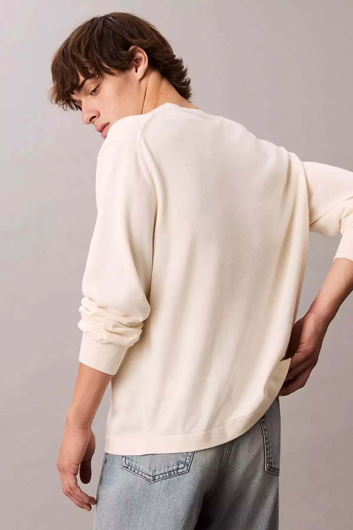 ژاکت مردانه سفید پنبهای با گرافیک و رنگبندی بلوکی آستین بلند LV04RC303G-YAS برند Calvin Klein - 977067603