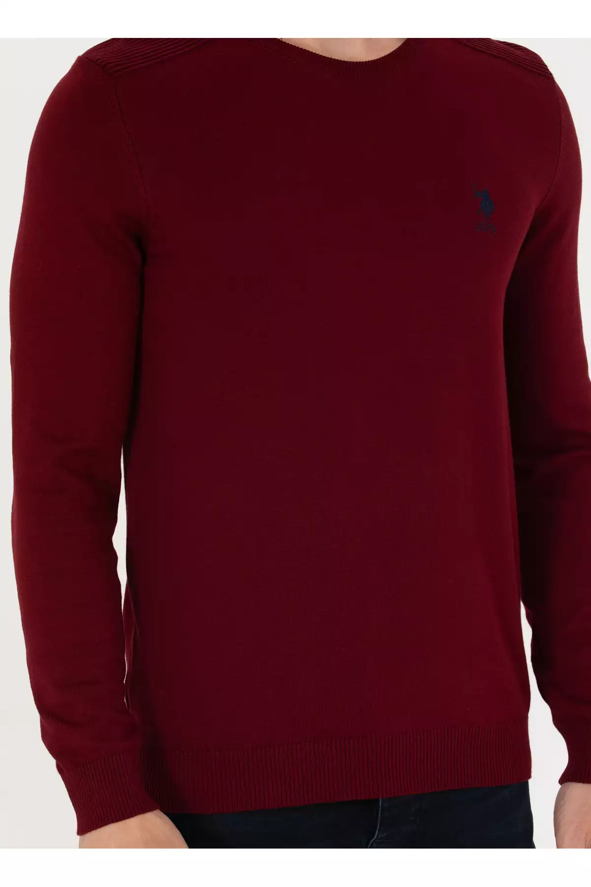 پولوی آمریکایی اسن. تیشرت یقه گرد فیت باریک مردانه رنگ قرمز تیره مدل TD01-BSK23 برند U.S. Polo Assn. - 756564762