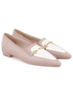 کفش لوفر زنانه با بند لوازم جانبی چرم رنگ بژ برند Desa - 770777606