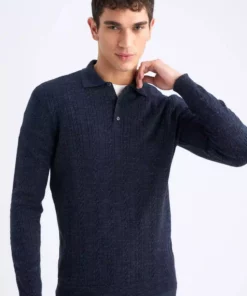 پولوشرت یقه دار بافت استاندارد مردانه E6366AX24WN برند Defacto - 971120505