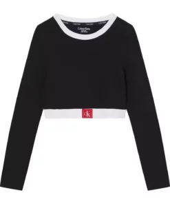 تیشرت مشکی زنانه برش‌دار برند Calvin Klein - 976010346