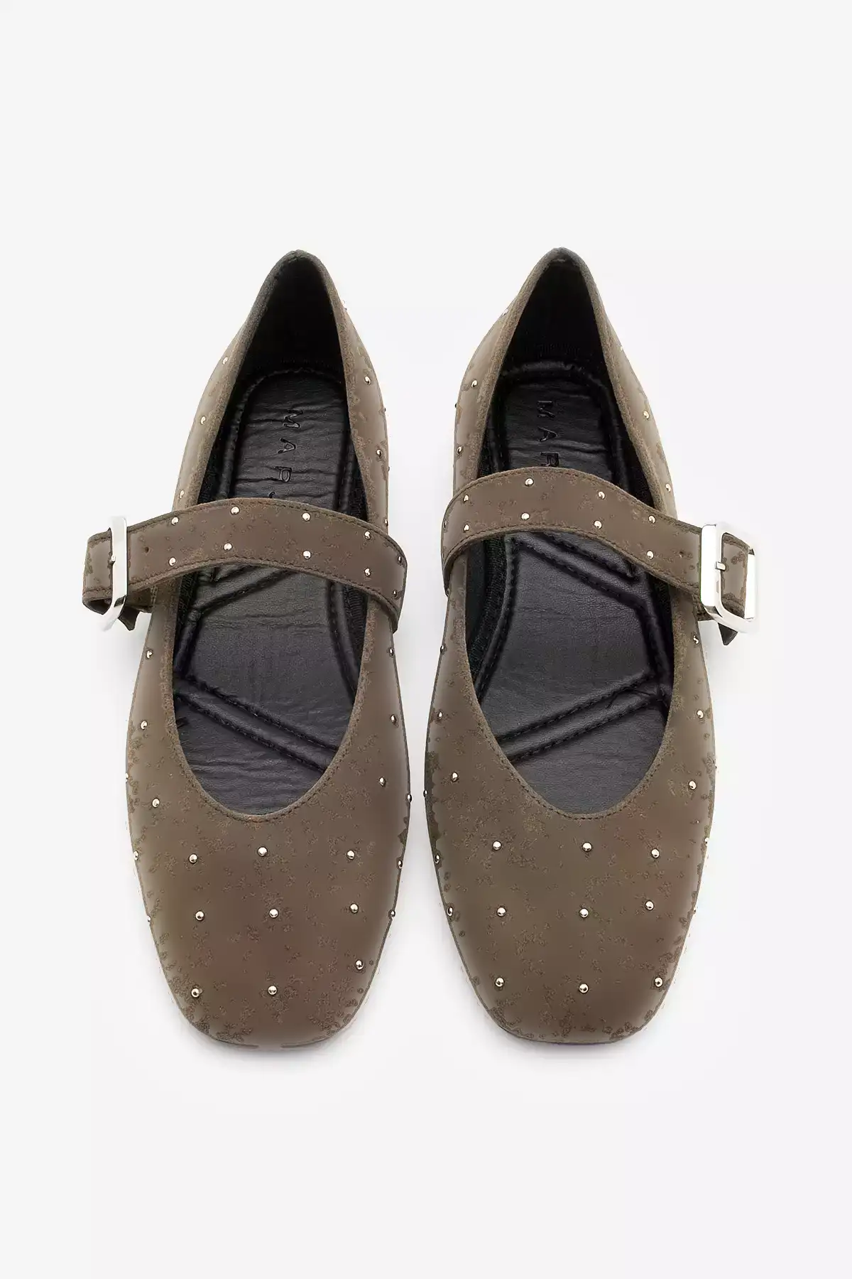 کفش زنانه مجلسی با پاشنه کوتاه و سگکدار ولونا، چرم سوئد قهوهای برند Marjin - 981685441