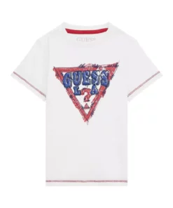 تیشرت آستین کوتاه ژرسی اسلوب برند Guess - 858695644