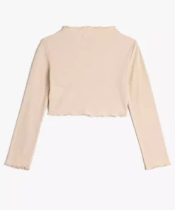 تی‌شرت کراپ آستین بلند یقه‌ای کشباف برند Koton - 744564992