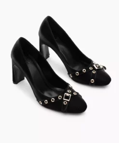 کفش پاشنه بلند زنانه مشکی با کفی نئولیت و بند جلویی با قفل برند Tonny Black - 868542312