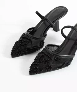 کفش پاشنهدار عروس با نوک تیز و جزئیات گلدوزی و مروارید ناتالین فایل برند StWenn - 939961465