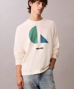 ژاکت مردانه سفید پنبهای با گرافیک و رنگبندی بلوکی آستین بلند LV04RC303G-YAS برند Calvin Klein - 977067603