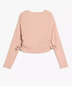 تیشرت بلند آستین با طرح سگ و دو طرف جمع شده از پنبه برند Koton - 868113829