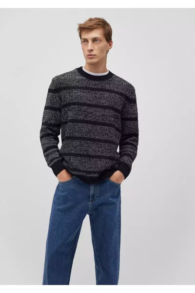 بلوز راه‌راه آبی تیره، فیت معمولی برند Mavi - 869800387