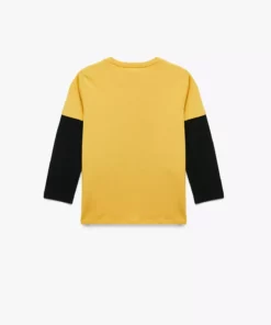 تی‌شرت پنبه‌ای با طرح اتومبیل و یقه گرد، آستین‌دار بلند برند Koton - 991026738