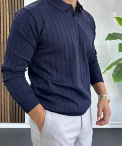 کشی مردانه یقه باز با طرح معمولی به رنگ سرمه‌ای Edw412 برند Edwox - 982887456