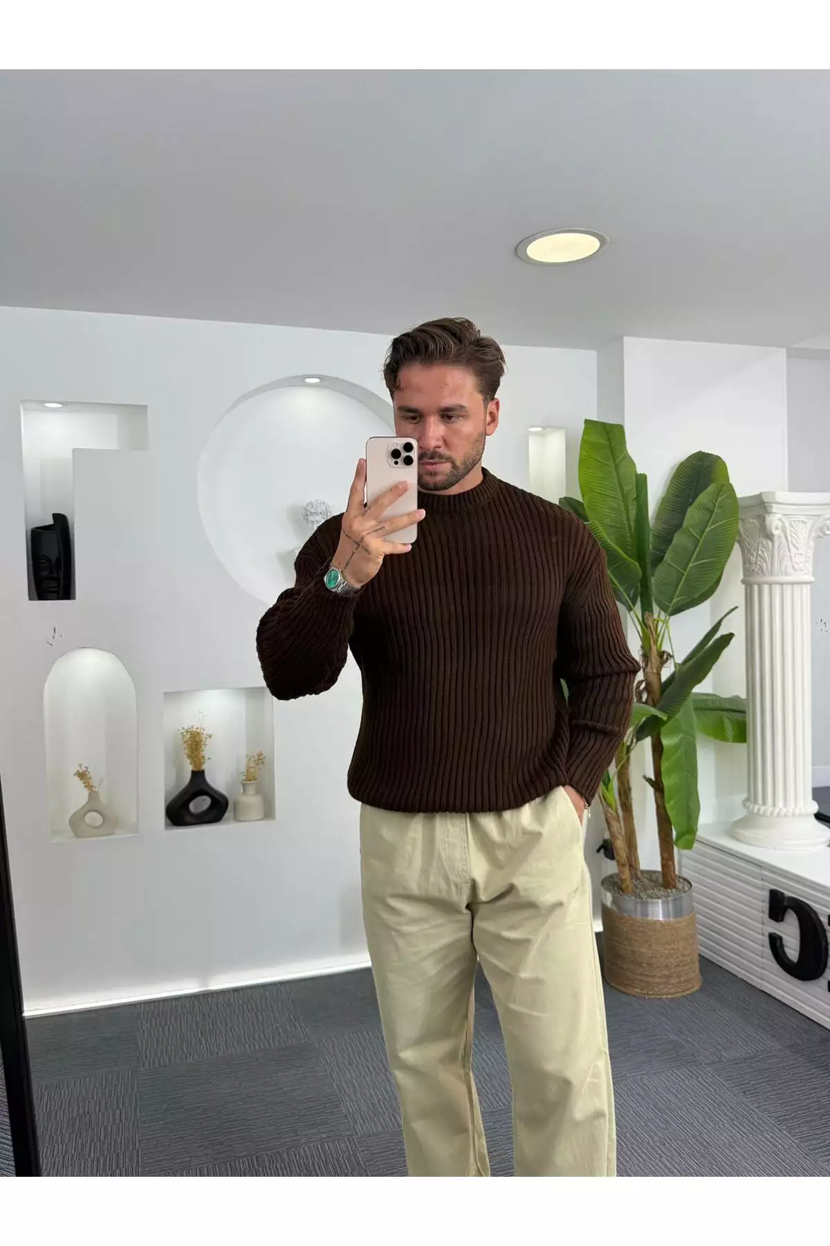 کت کش با یقه گرد آقای بزرگ سایز برند UTTBASİC - 989542666