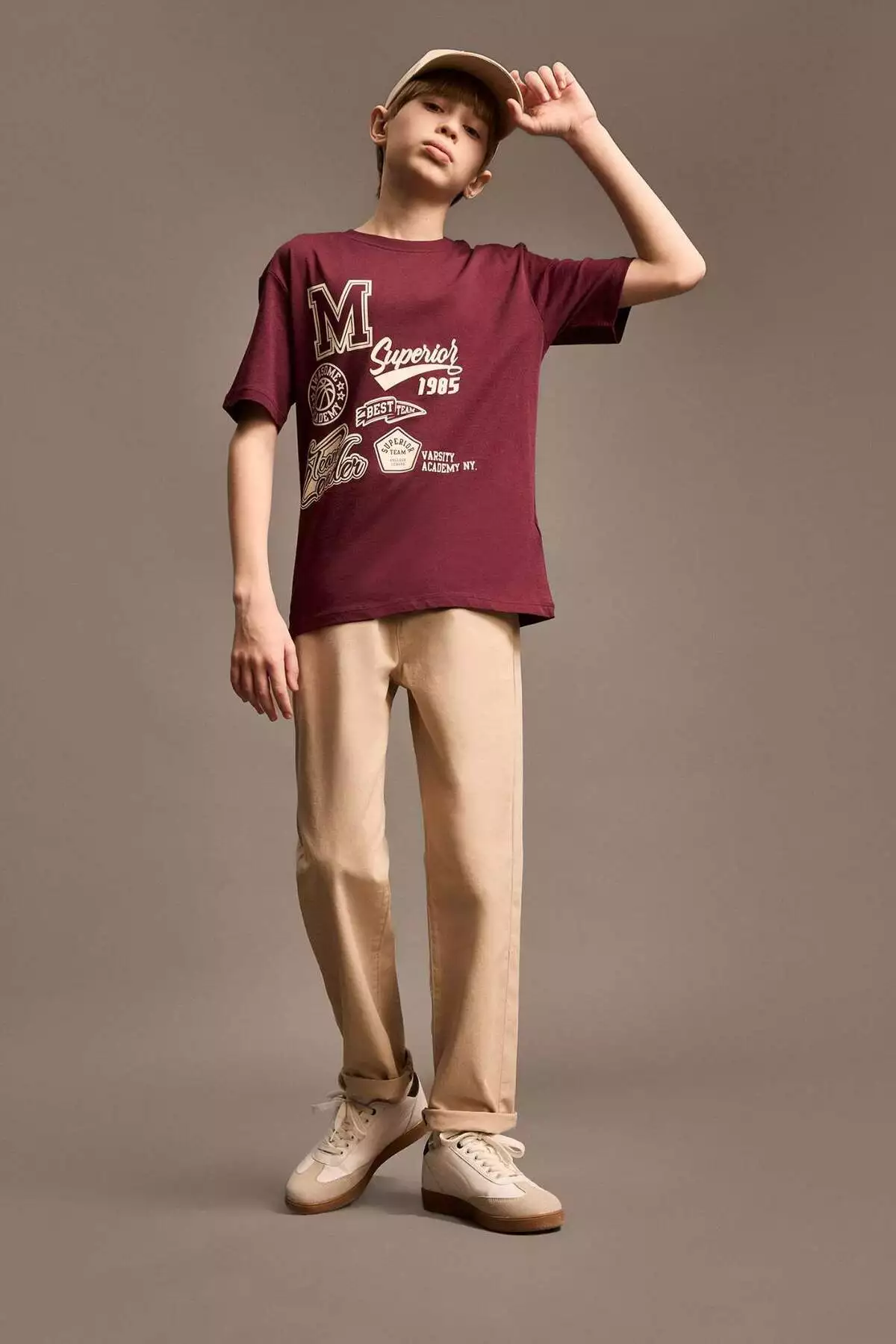 تیشرت کوتاهدست با یقه دوچرخهای و چاپی برای پسران E0090A825SM برند Defacto - 898826884