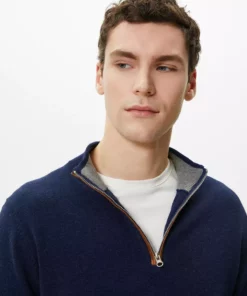 کامی خمی نیمه زیپ، فیت باریک، آستین بلند با جزئیات آرنجی برند Koton - 829239498