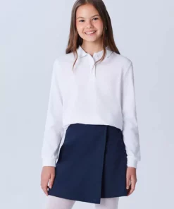 تی‌شرت دخترانه با یقه پولو و آستین بلند فصل جدید - W51132Z4 برند LC Waikiki - 969009884