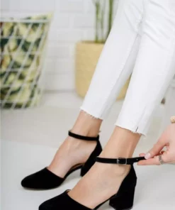 کفش پاشنه‌بلند مشکی مخملی زنانه جدید کلاسیک برند Tolgado - 79865762