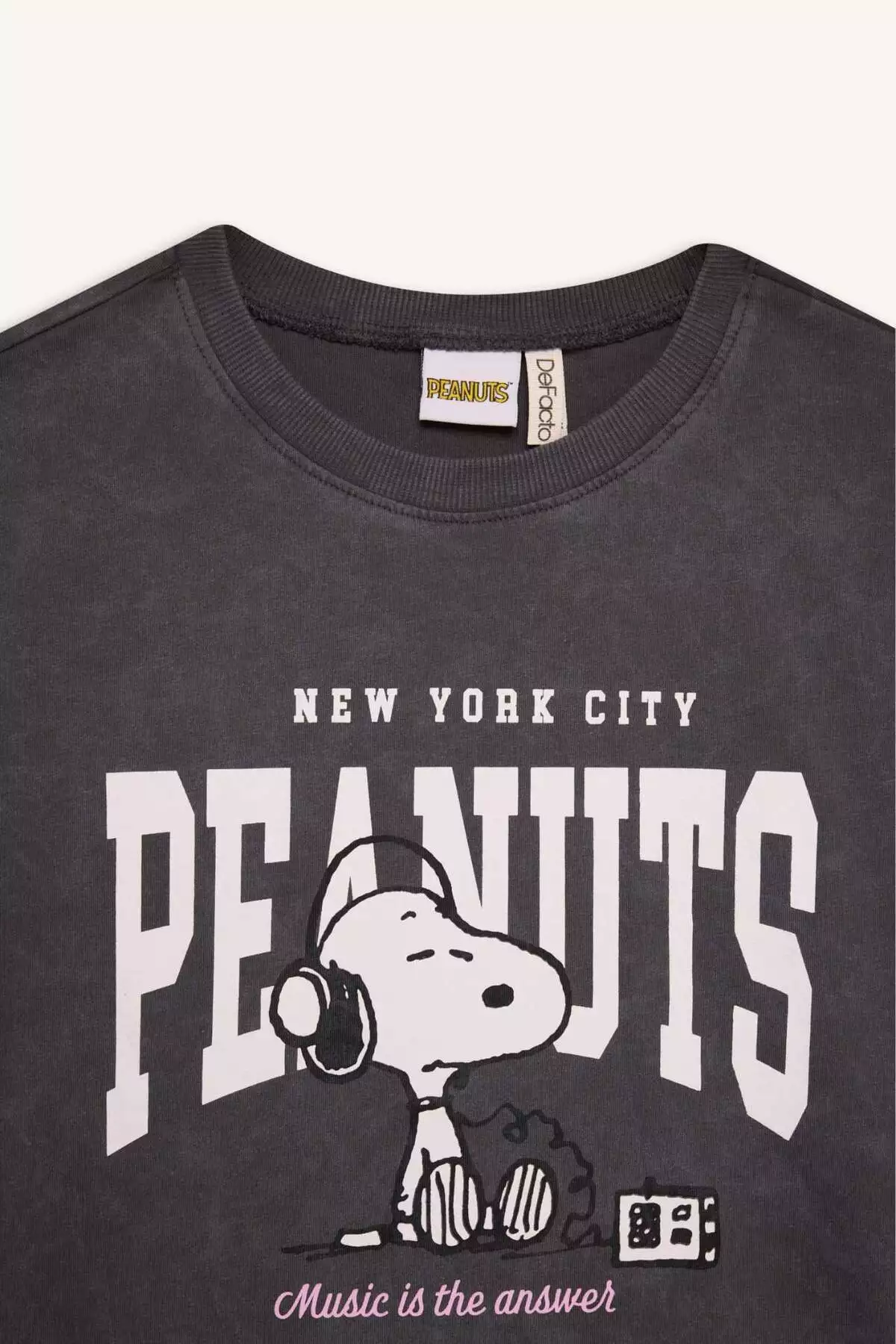 تیشرت کوتاه آستین دخترانه با طراحی Snoopy و برش راحت در یقه گرد برند Defacto - 895945728