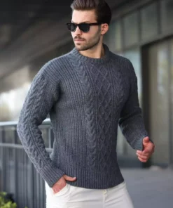 کلاه گردن بافت دار آنتراسیت مردانه کد E7425 برند Madmext - 986596073