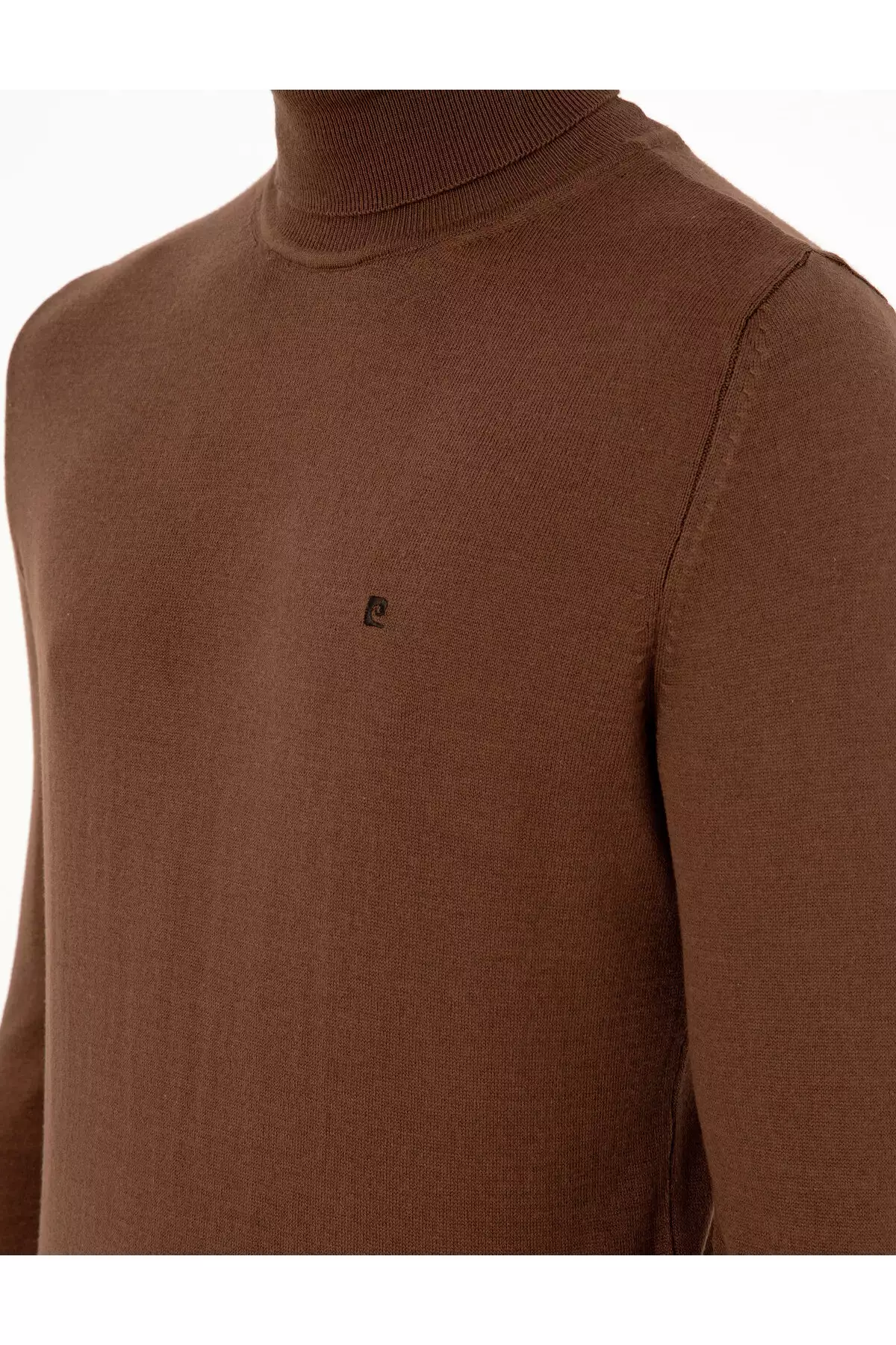 پالتوی بافتنی گردنپوش کمرنگ قهوهای تیره فیت اسلیم 50296602-VR084 برند Pierre Cardin - 865464328