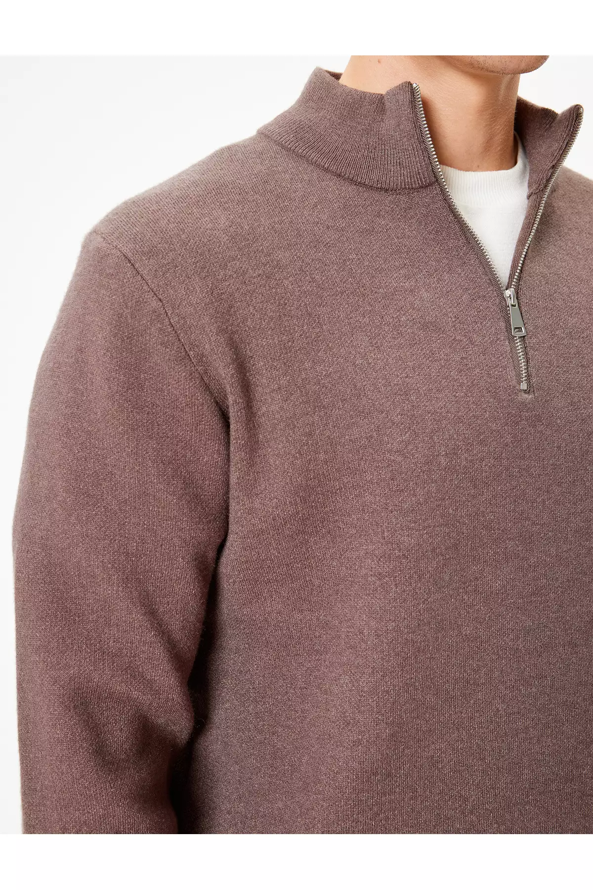 تریکو کاک یقه نیم زیپ ساده آستین بلند برند Koton - 881050997