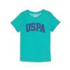 تیشرت پایه‌ای دخترانه در رنگ نعنا، یقه دوچرخه‌ای، با پارچه پنبه‌ای و طرح چاپی براق 50306042-VR090 برند U.S. Polo Assn. - 930728916