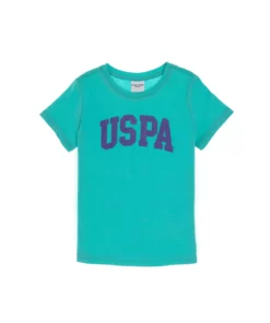 تیشرت پایهای دخترانه در رنگ نعنا، یقه دوچرخهای، با پارچه پنبهای و طرح چاپی براق 50306042-VR090 برند U.S. Polo Assn. - 930728916
