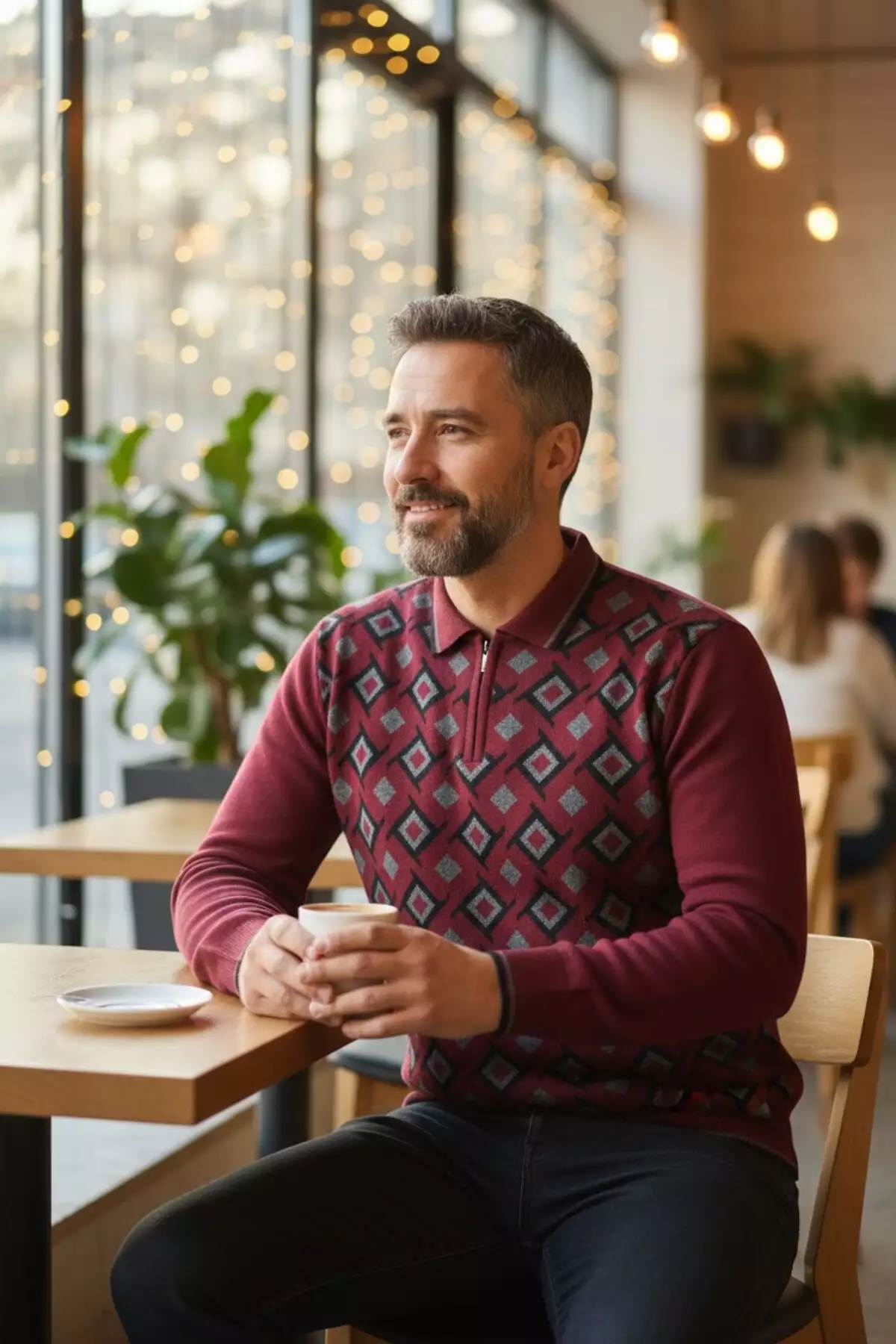 پوشش یقهدار پلیسهای با طرح راهراه از جنس بافتنی مناسب فصل زمستان و مقاوم در برابر پرز. برند Kamalı - 750845923